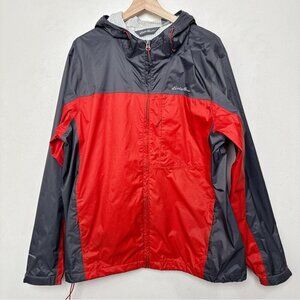 Eddie Bauer Mens Large Two Tone Grey Orange Windbreaker Jacket